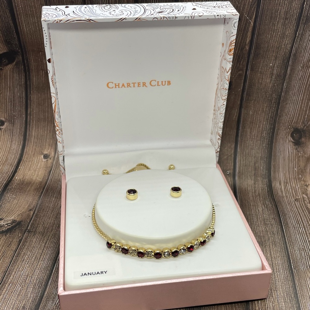 Charter Club gold post earrings set with bracelet